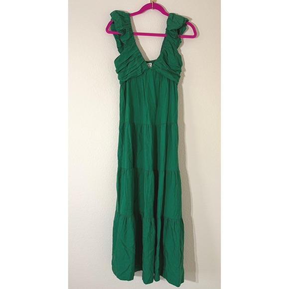 Jason Wu Dresses & Skirts - Jason Wu Women's Emerald Green Linen Blend Tiered Maxi Dress Size Small Boho